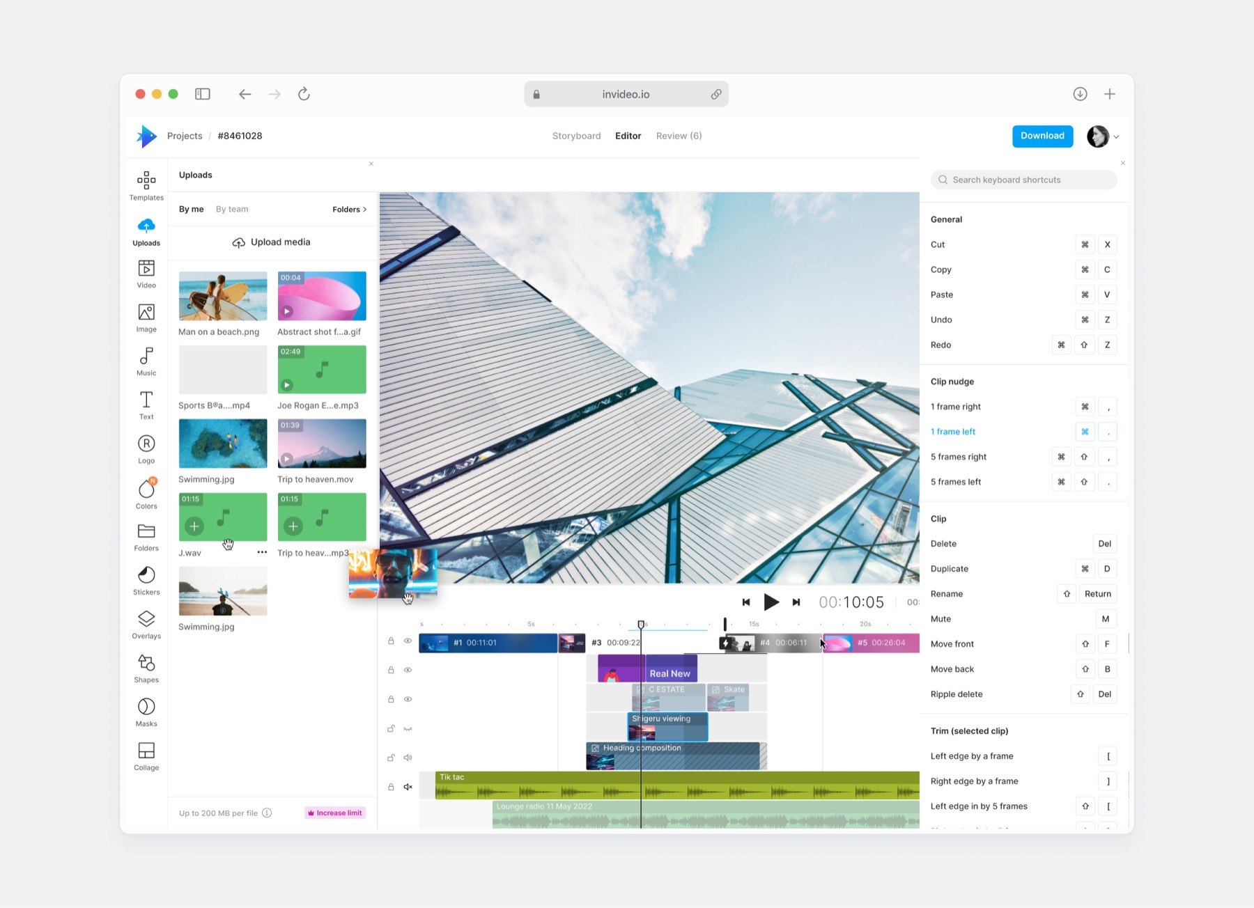 InVideo AI stress test of the timeline editor